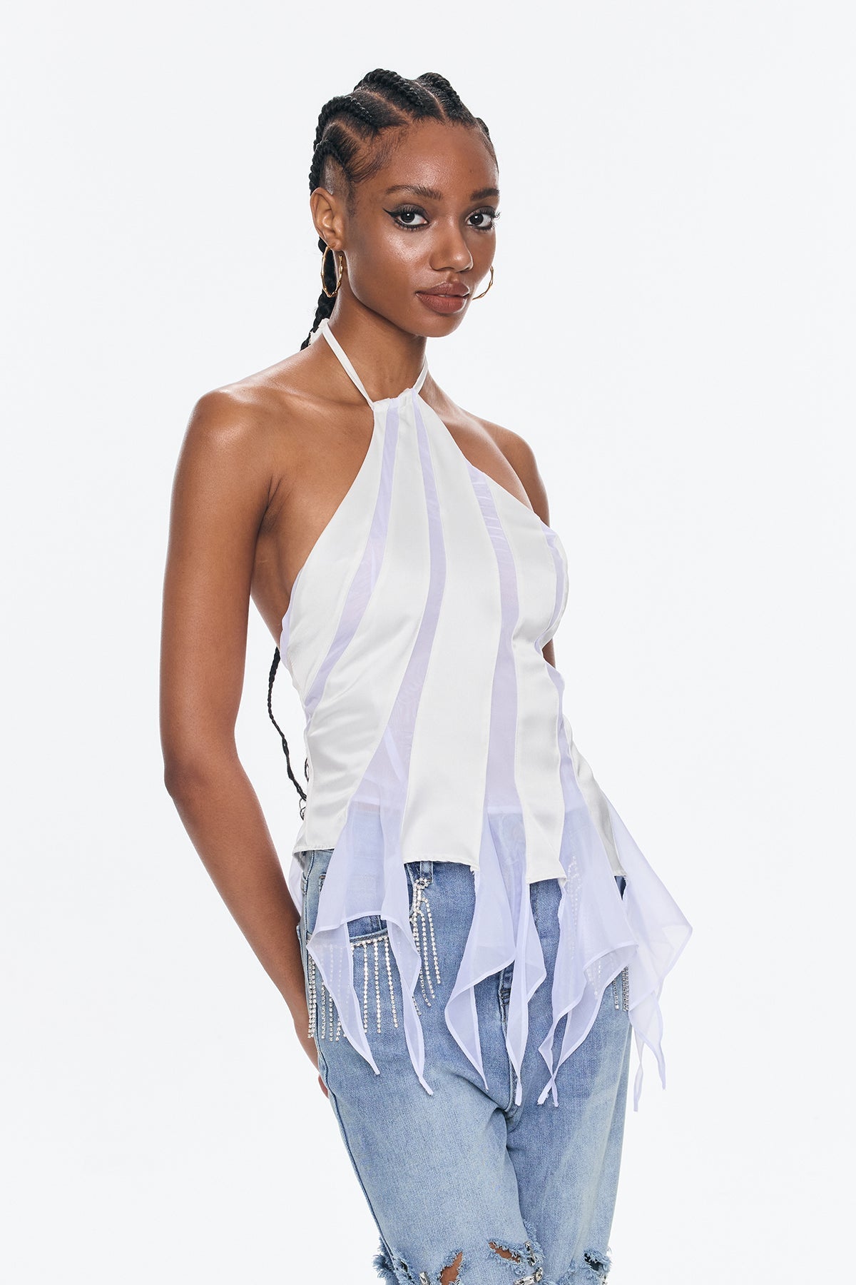 Aqualeo Halter Neck Satin Top