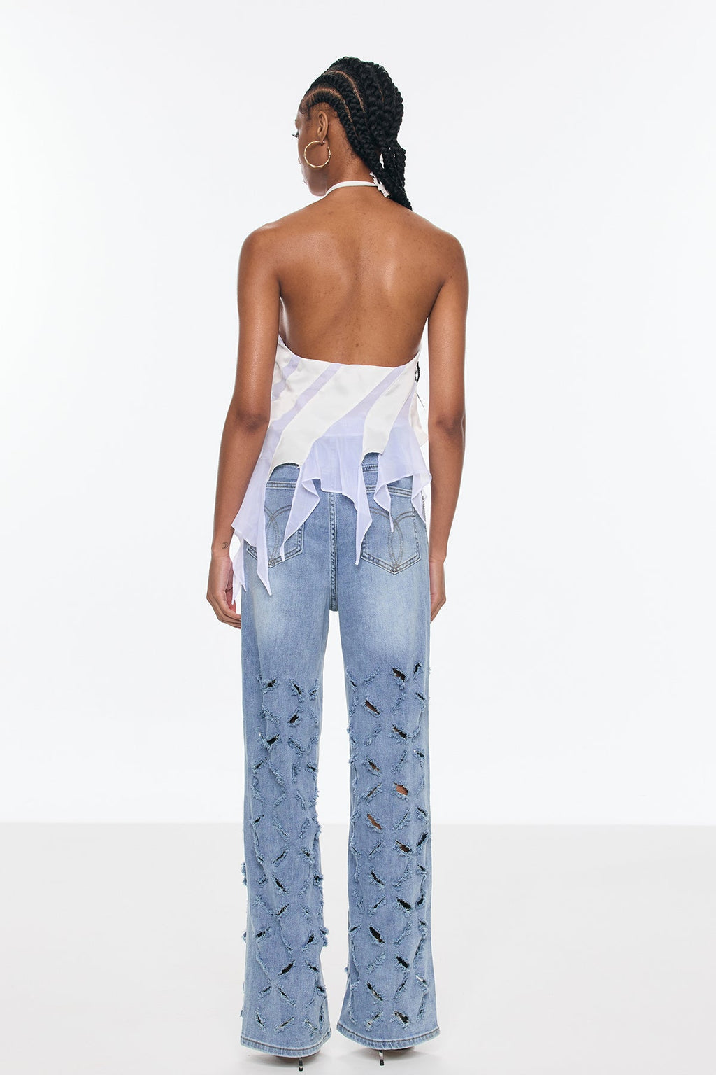 Aqualeo Halter Neck Satin Top