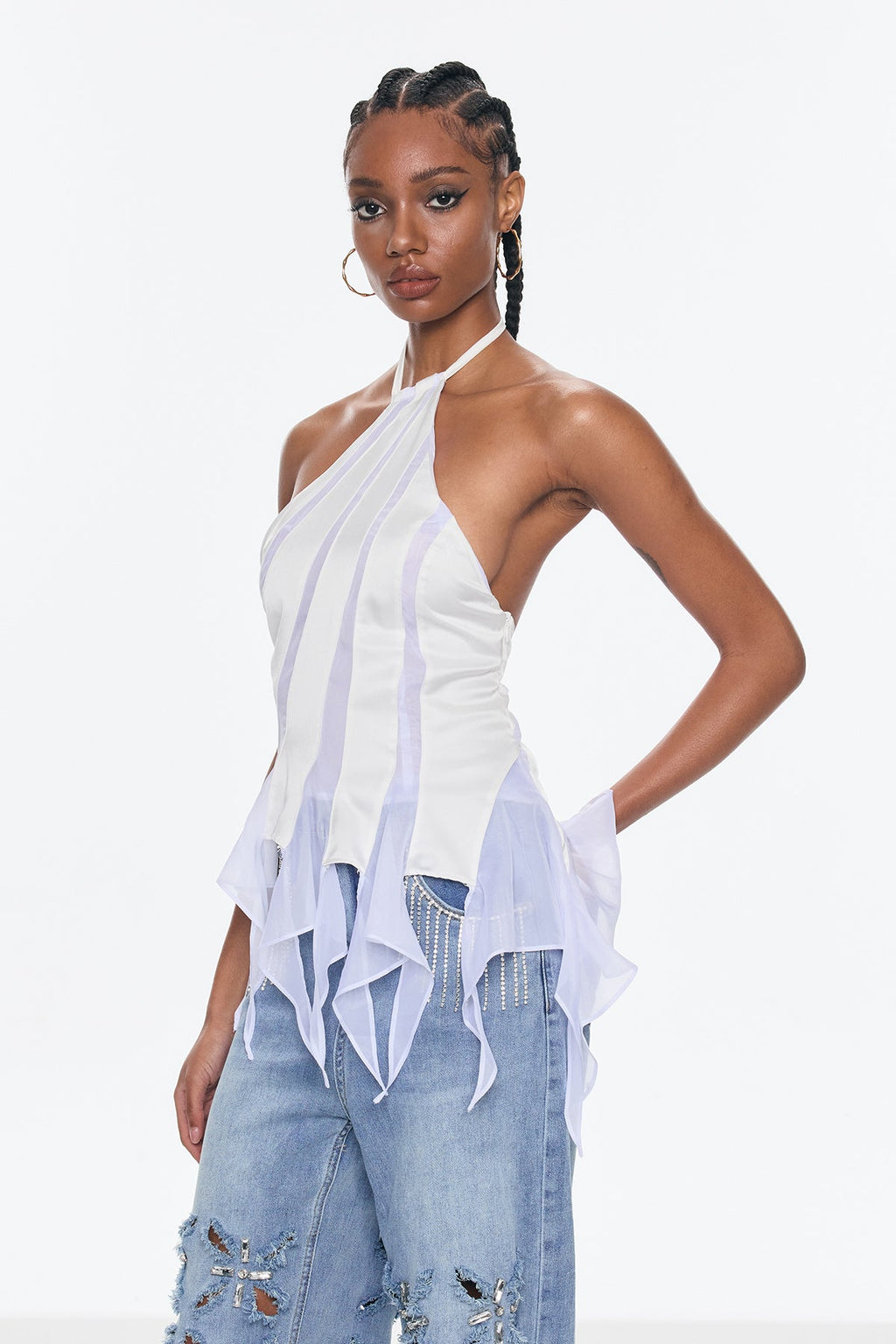 Aqualeo Halter Neck Satin Top