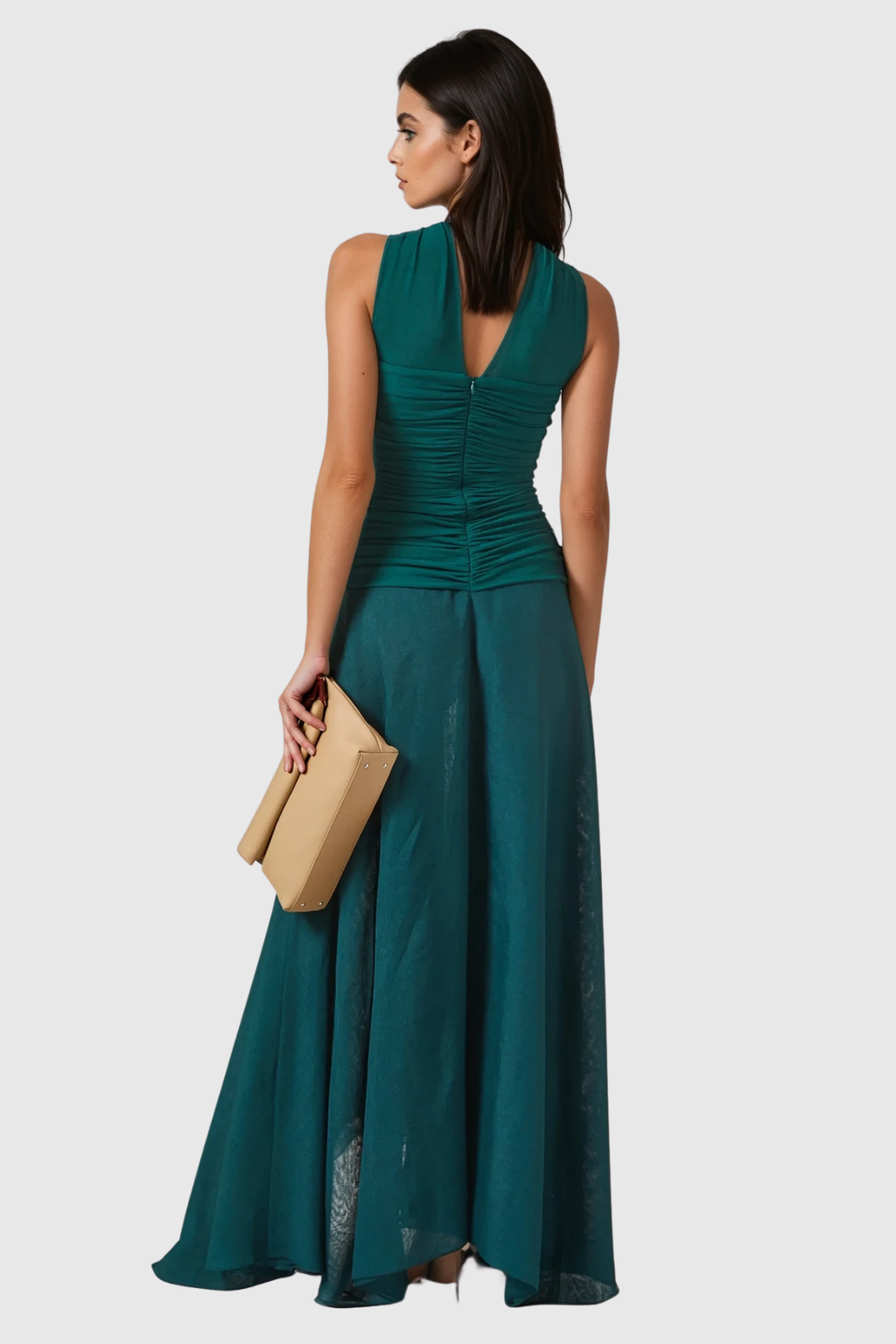 Aquinnah Halter Neck Mesh Ruffle Maxi Dress