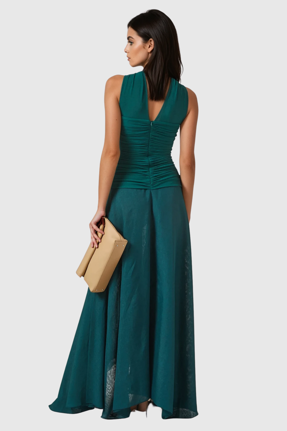 Aquinnah Halter Neck Mesh Ruffle Maxi Dress