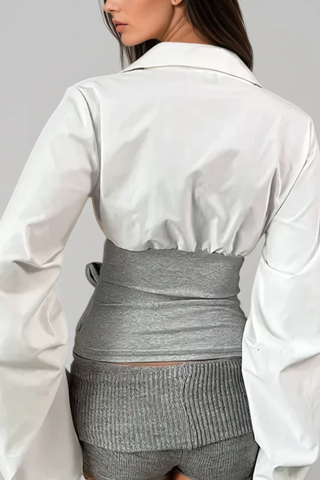 Arabia Deconstruct Lace Up Plunge Shirt