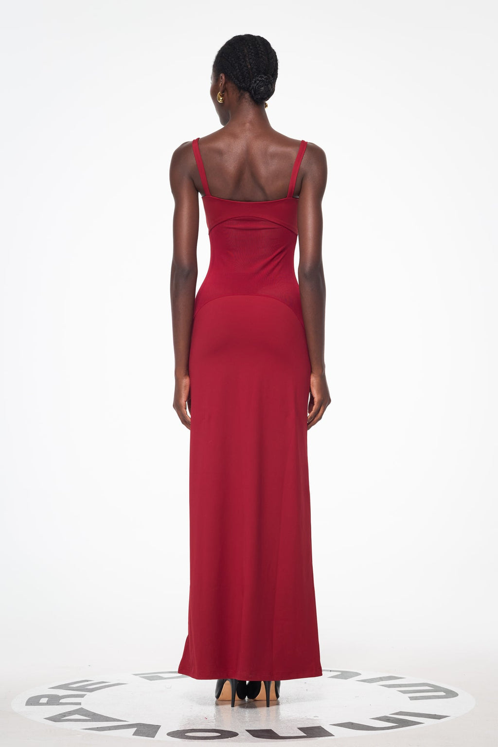 Aram Mesh Spaghetti Sleeveless Maxi Dress