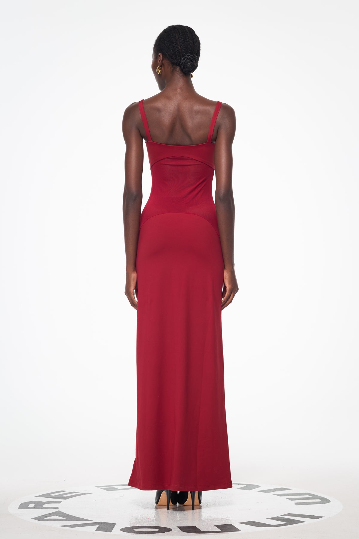 Aram Mesh Spaghetti Sleeveless Maxi Dress