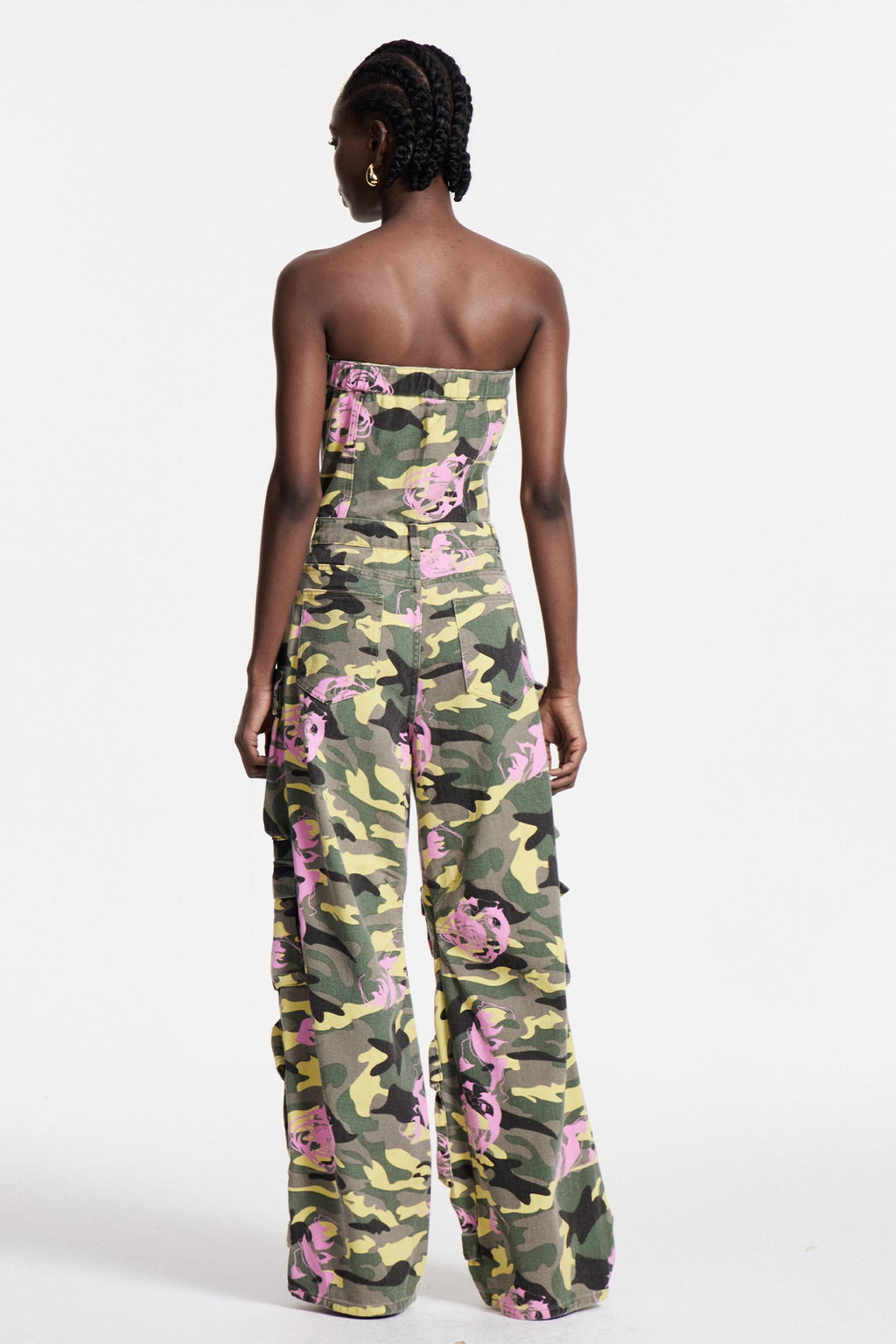 Arawn Camouflage Floral Print Cargo Jumpsuit