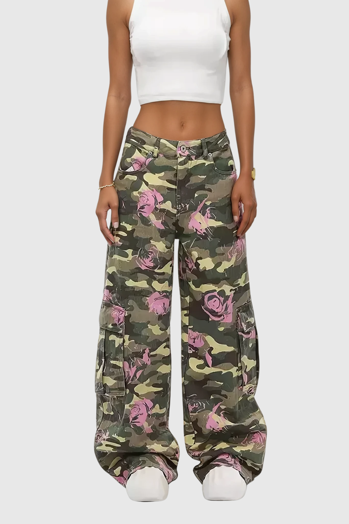 Arawn Camouflage Floral Print Cargo Pants In Pink