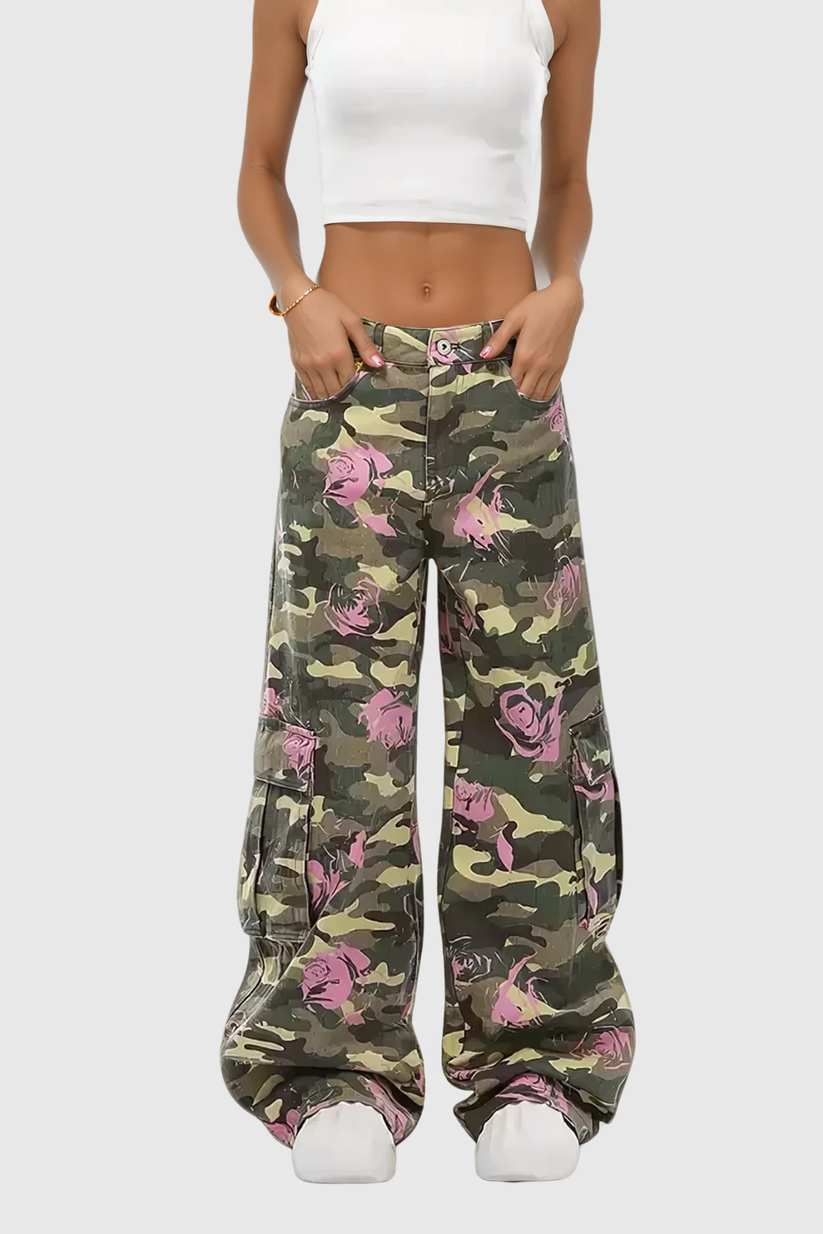 Arawn Camouflage Floral Print Cargo Pants In Pink