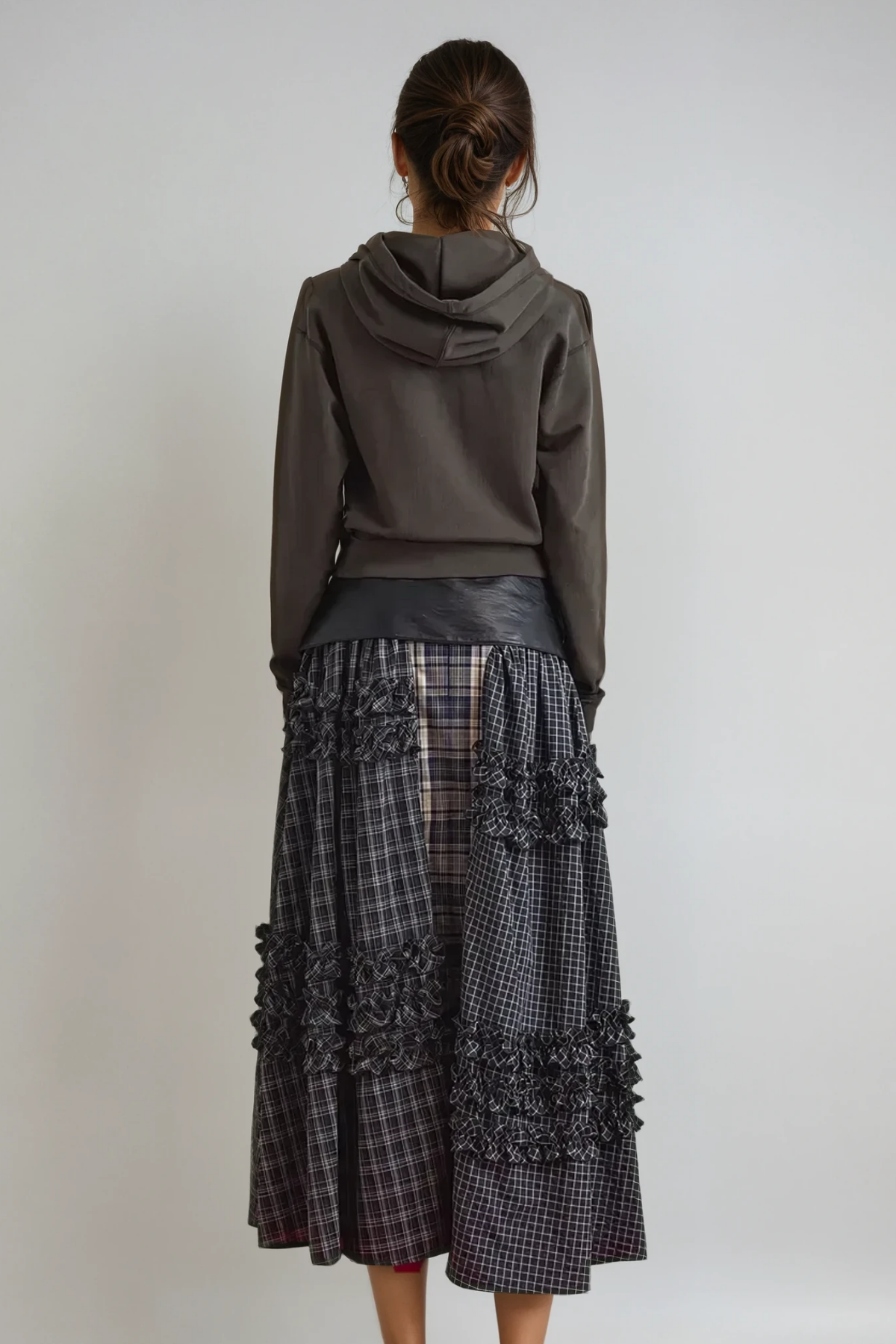 Arcelia Grid Asymmetric Deconstruct Skirt