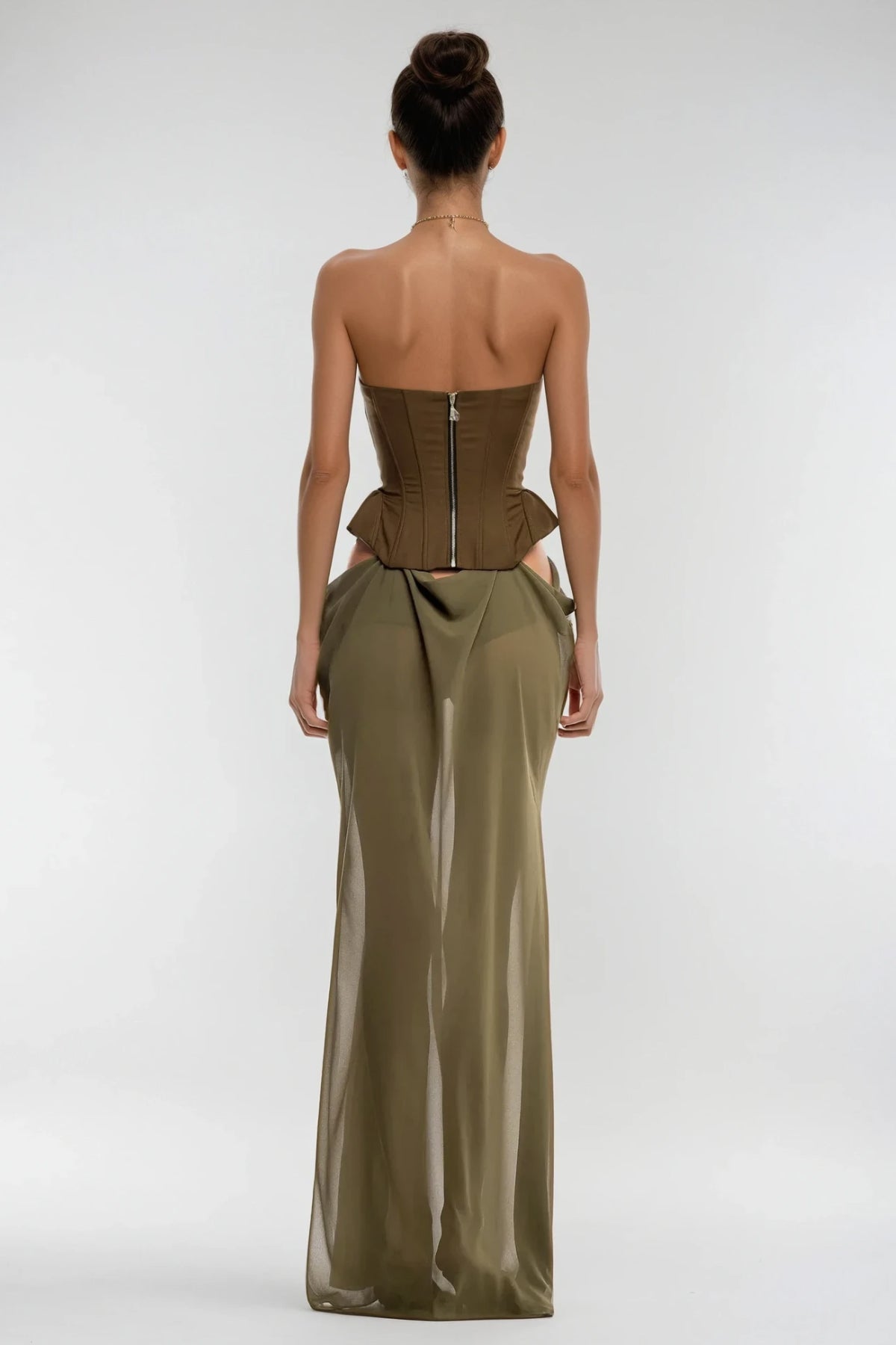 Ardelis Strapless Butterfly Lace Up Skirt Set