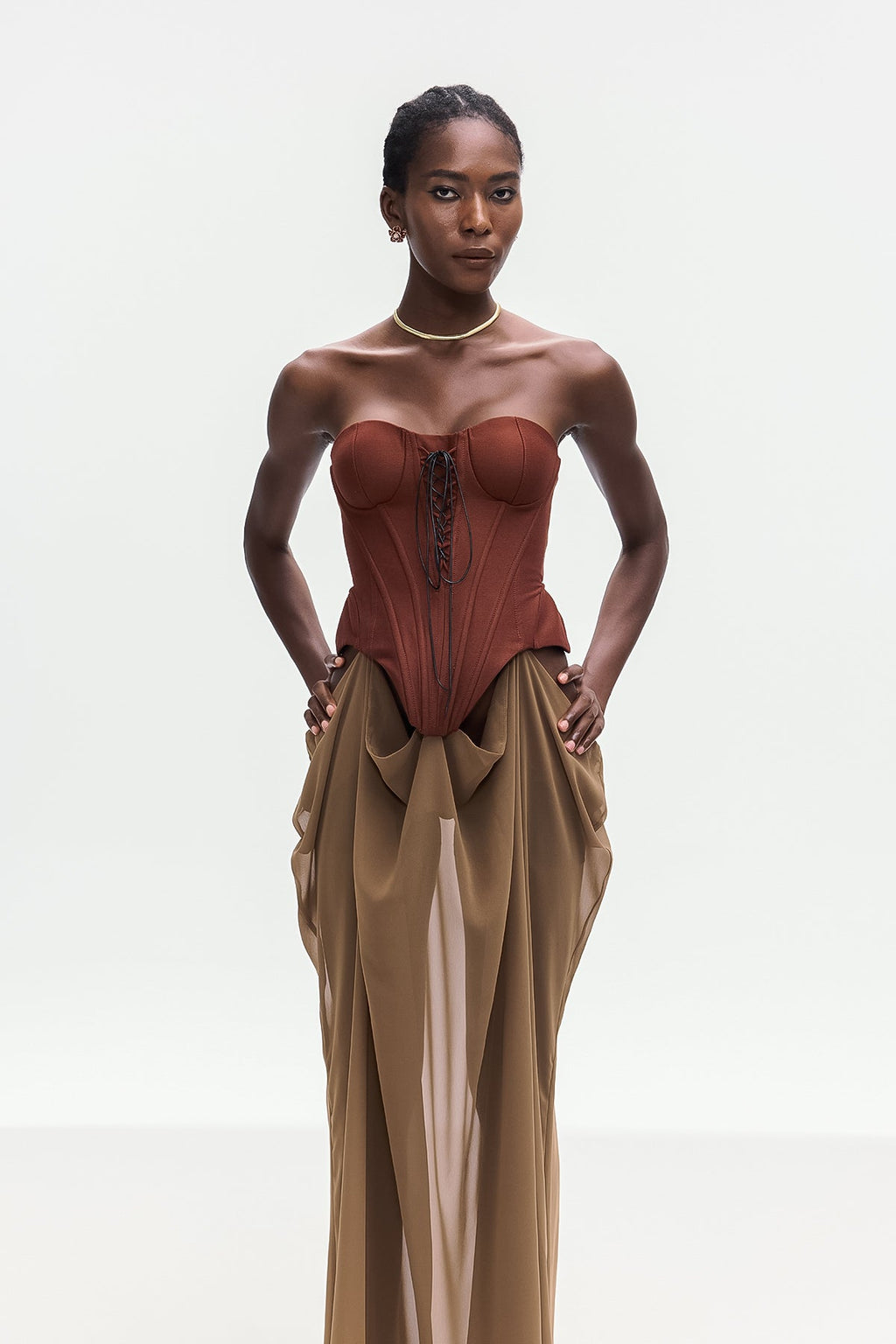 Ardelis Strapless Corset Lace Up Maxi Dress