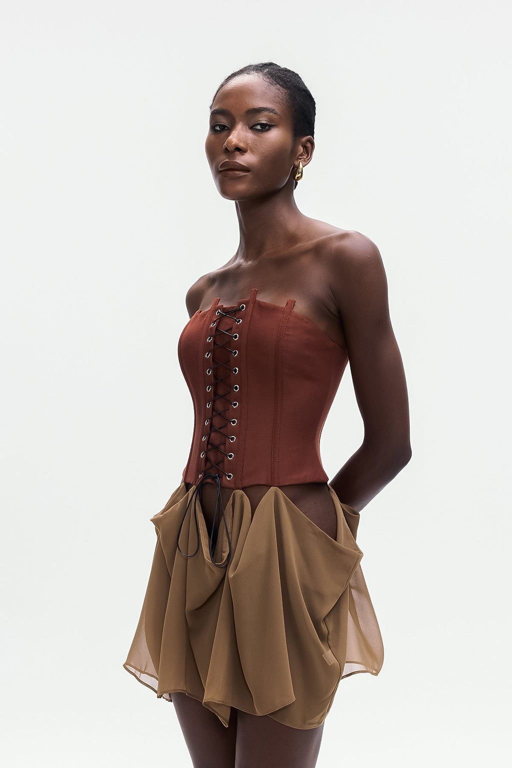 Ardelis Strapless Corset Lace Up Mini Dress