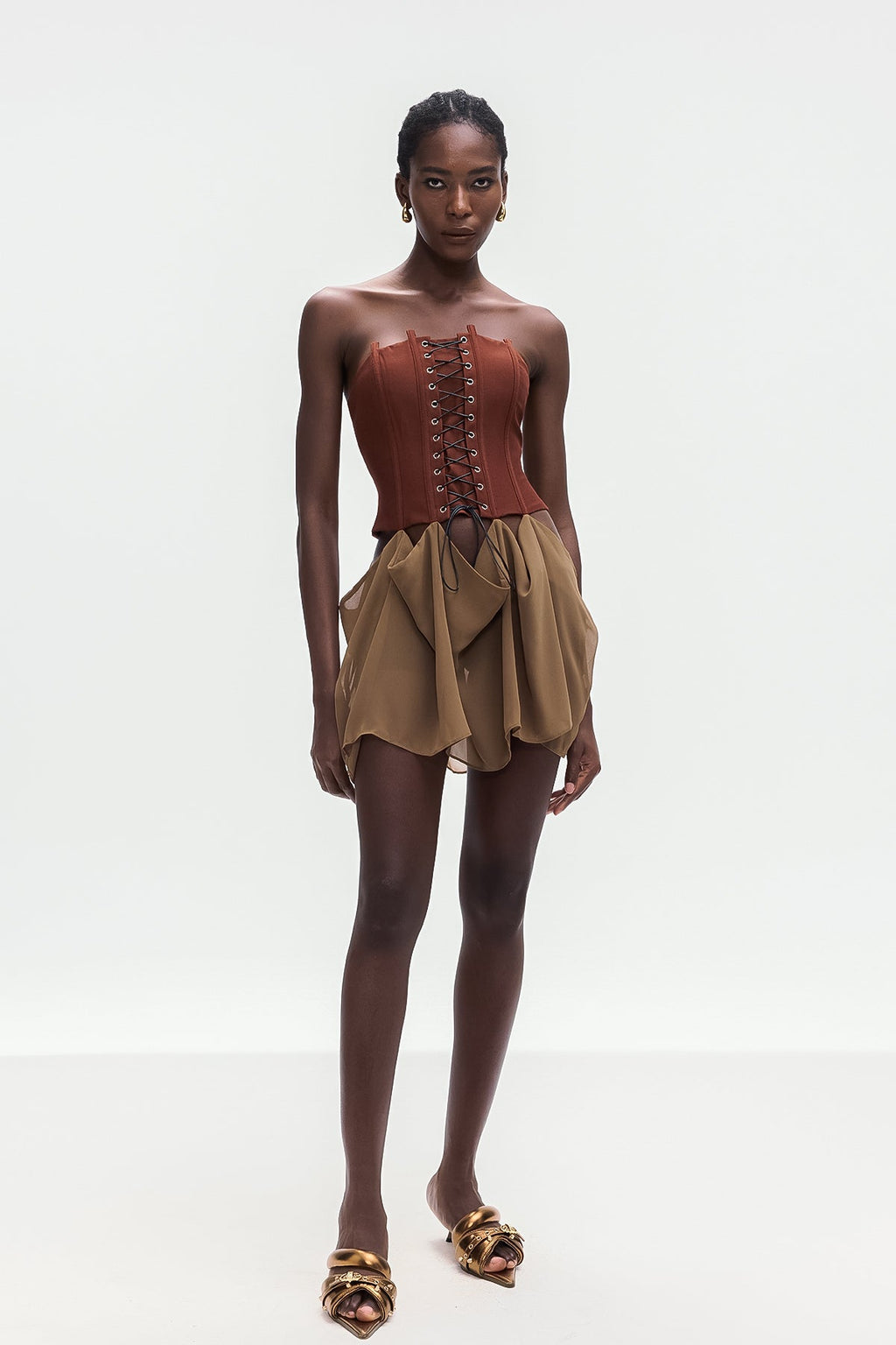 Ardelis Strapless Corset Lace Up Mini Dress