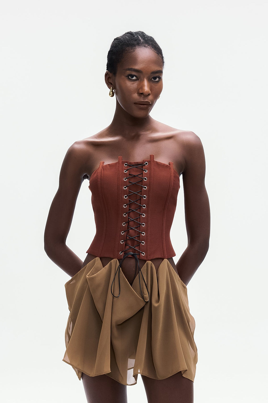 Ardelis Strapless Corset Lace Up Mini Dress