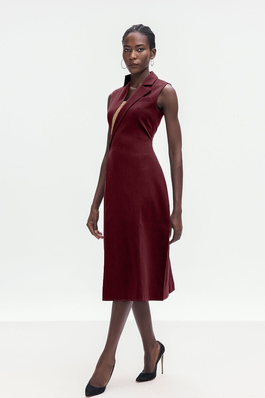 Ardon Asymmetric Split Sleeveless Maxi Dress In Red