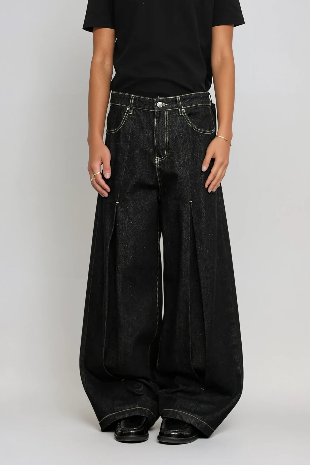 Areli Deconstruct Split Wide Jeans