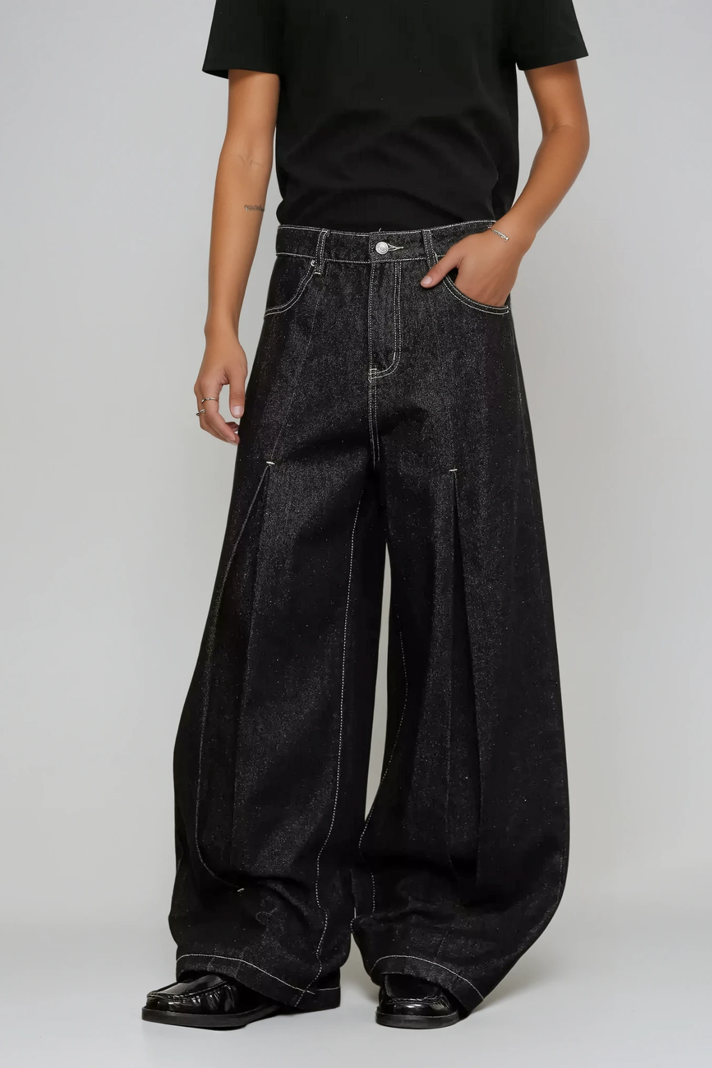 Areli Deconstruct Split Wide Jeans