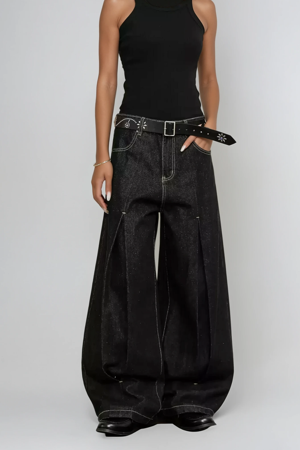 Areli Deconstruct Split Wide Jeans
