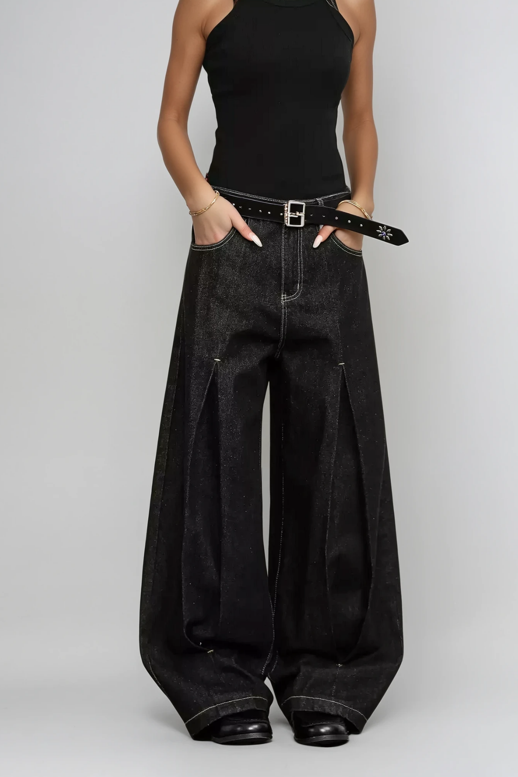 Areli Deconstruct Split Wide Jeans