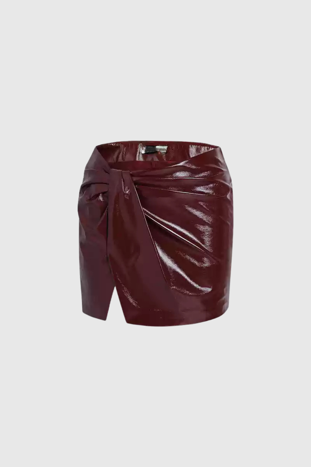 Arete Ruch Twist Short Leather Skirt In Red