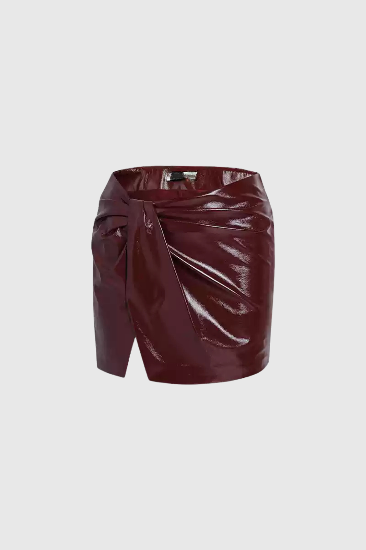 Arete Ruch Twist Short Leather Skirt In Red
