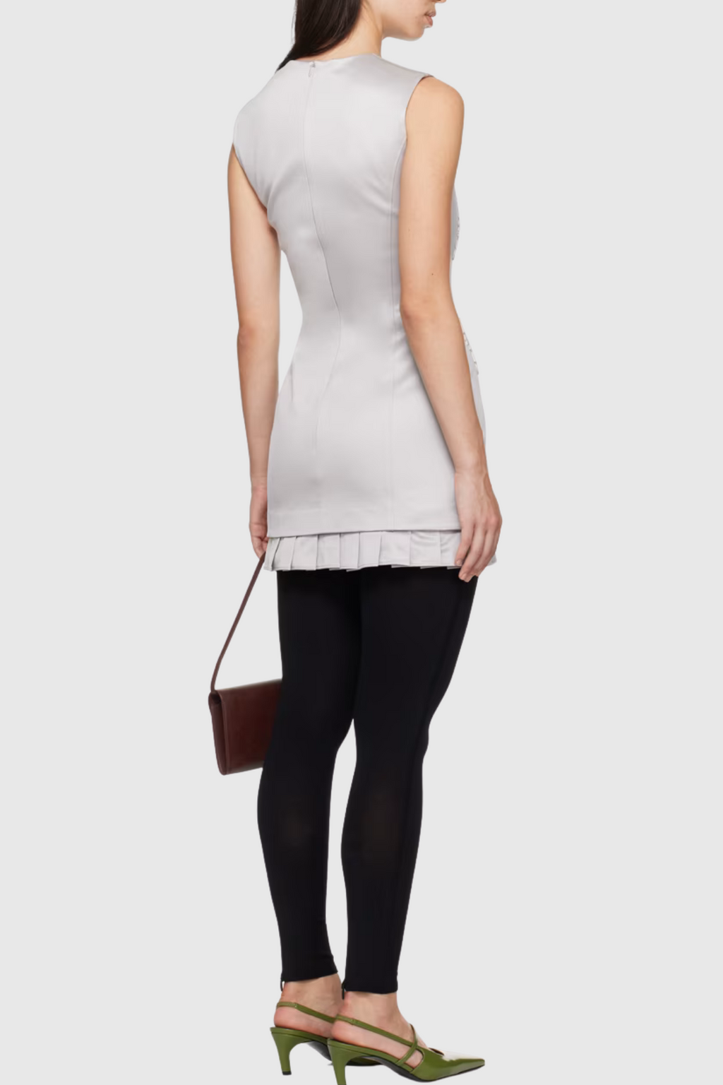 Arethusa Floral Ruffle Sleeveless Mini Dress In Grey