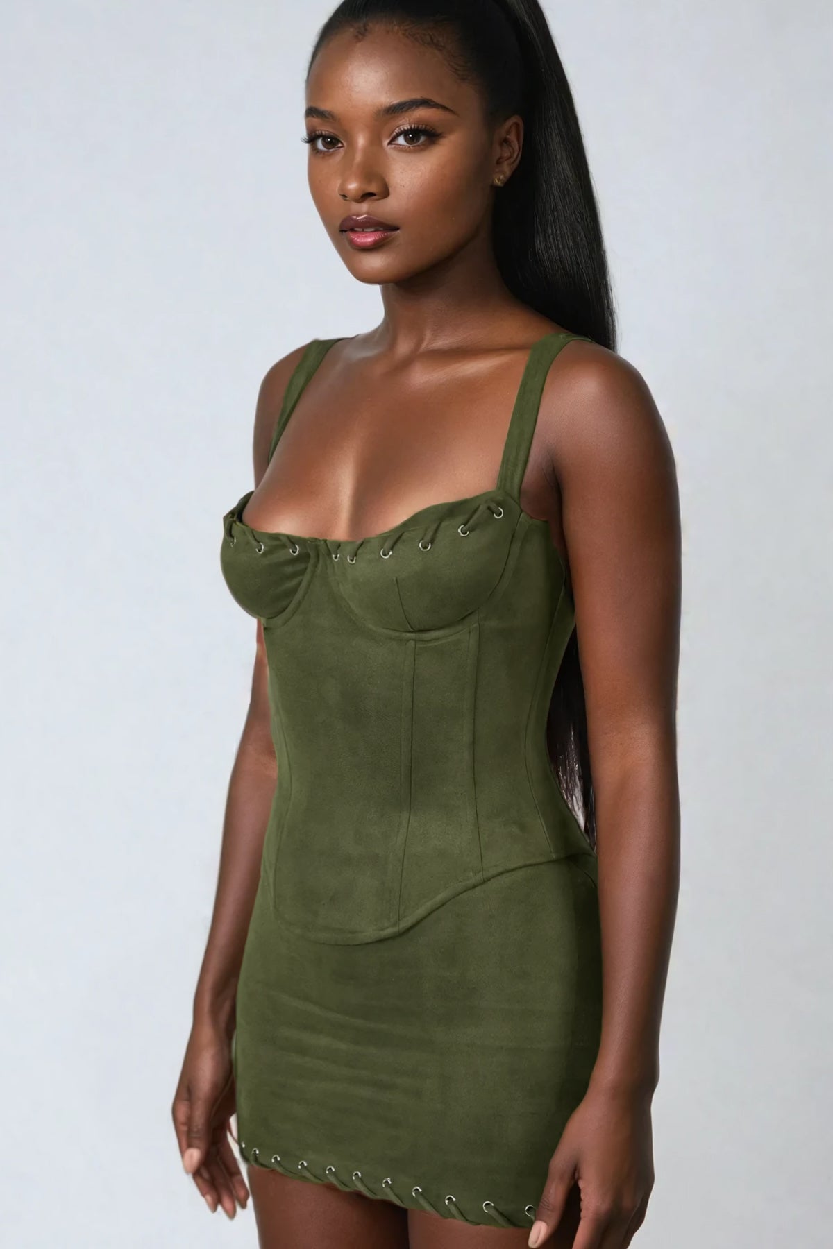 Arezo Suede Rope Corset Skirt Set