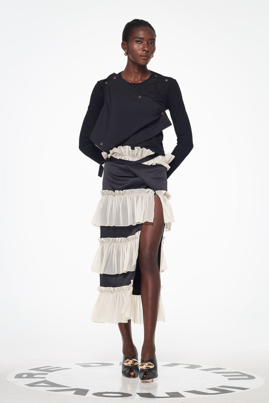 Argus Deconstruct Ruch Mesh Split Skirt