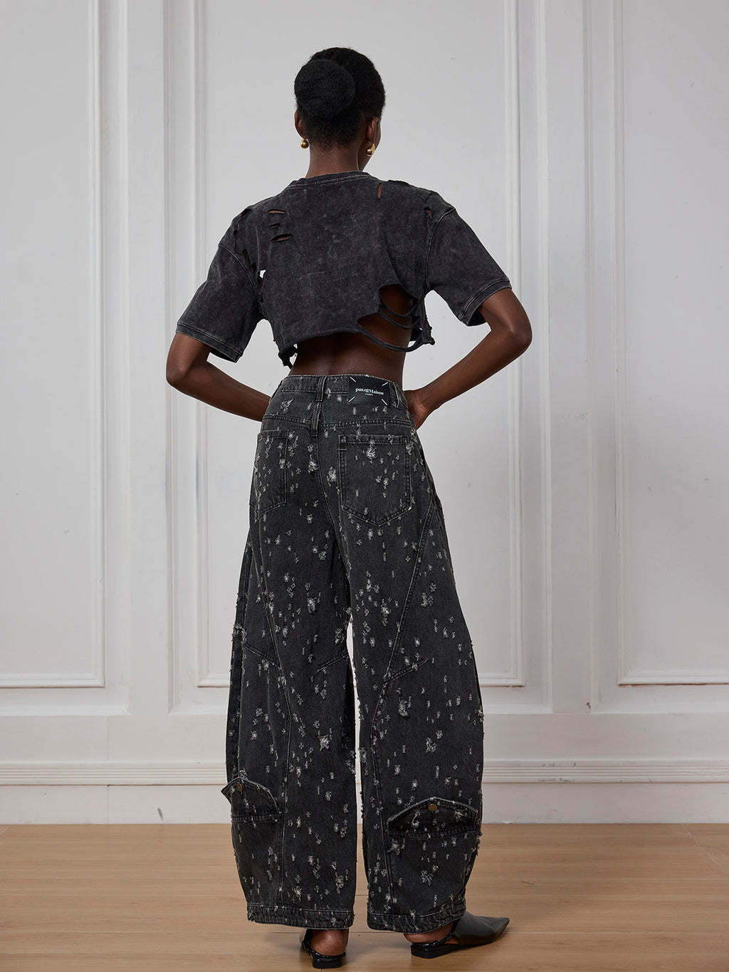 Ayah Torn Asymmetric Jeans