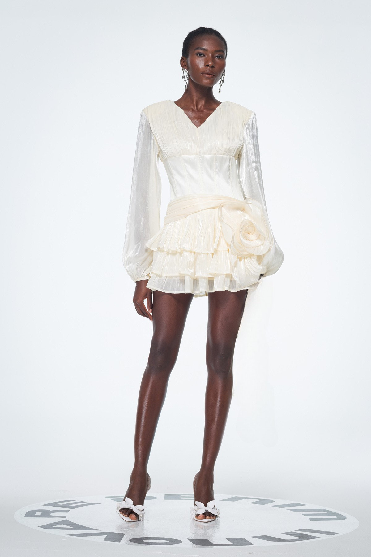 Baal Corset Flower Ruch Mini Dress