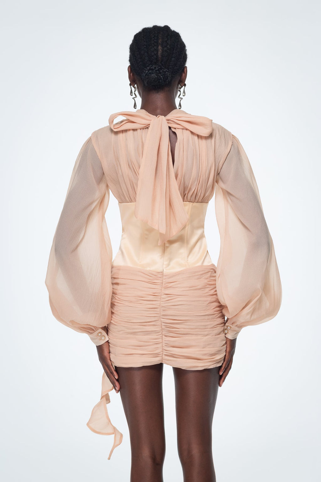 Baard Corset Mesh Flower Ruch Mini Dress