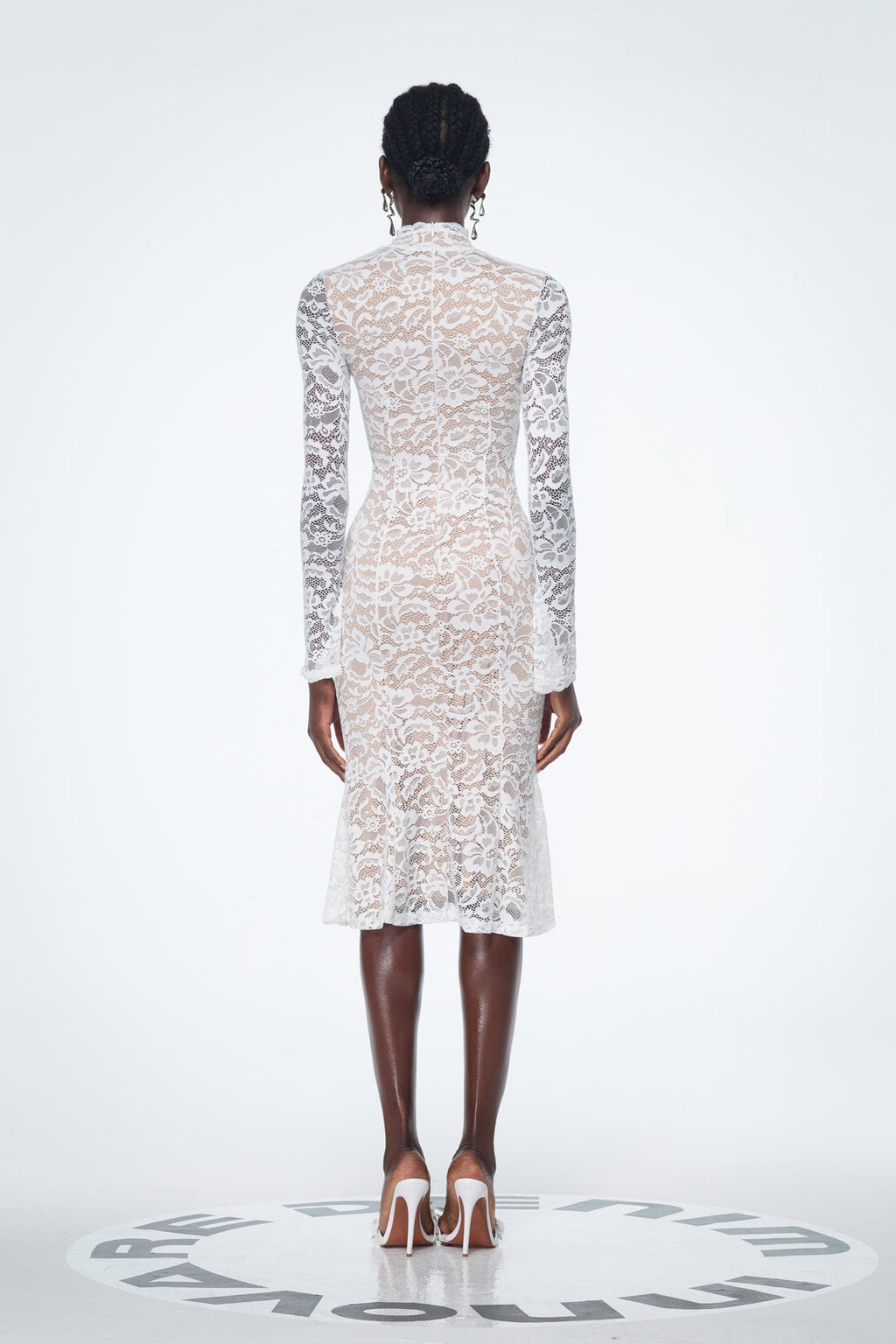 Babatunde Lace Floral Bodycon Midi Dress