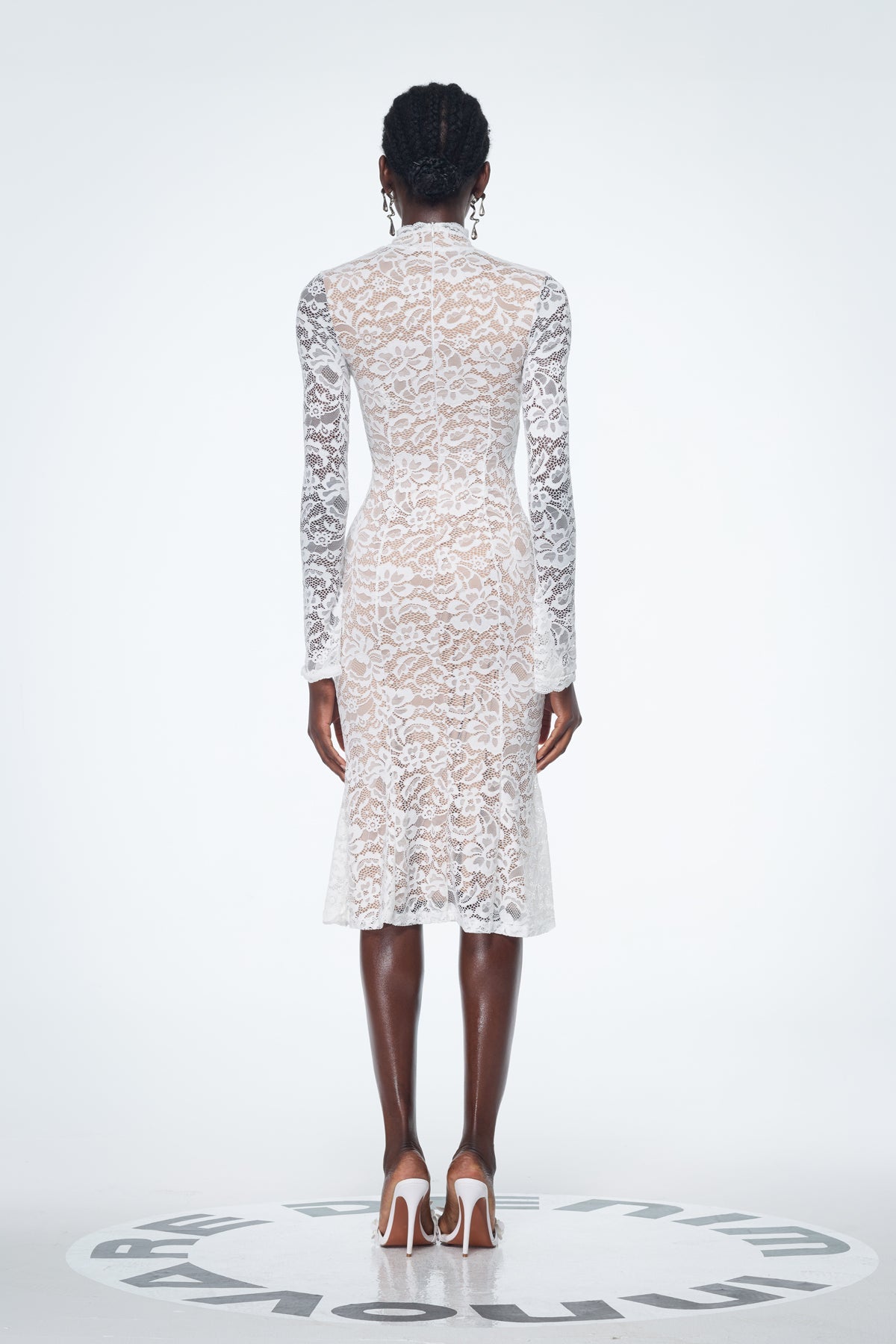 Babatunde Lace Floral Bodycon Midi Dress