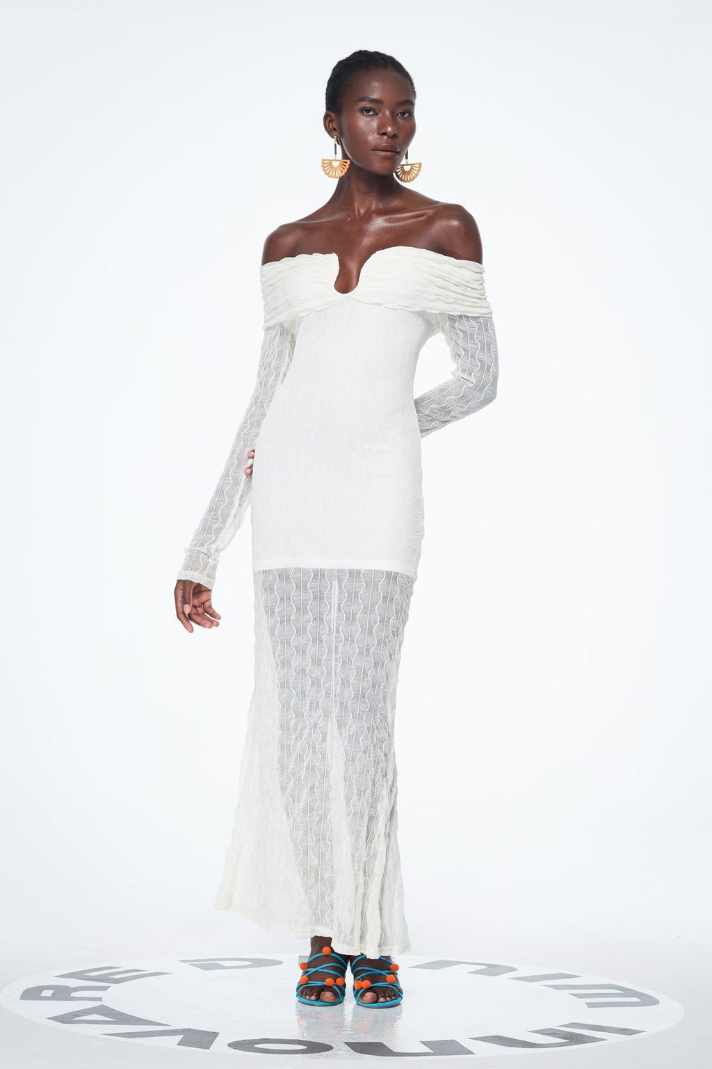 Babe Off Shoulder Ruch Maxi Dress