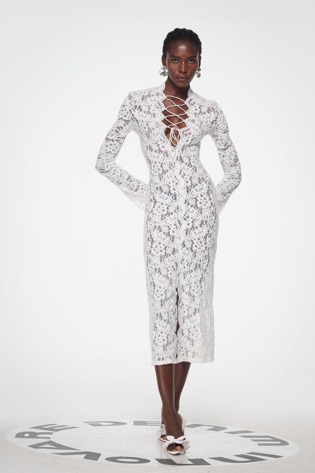 Babirye Plunge Lace Split Maxi Dress