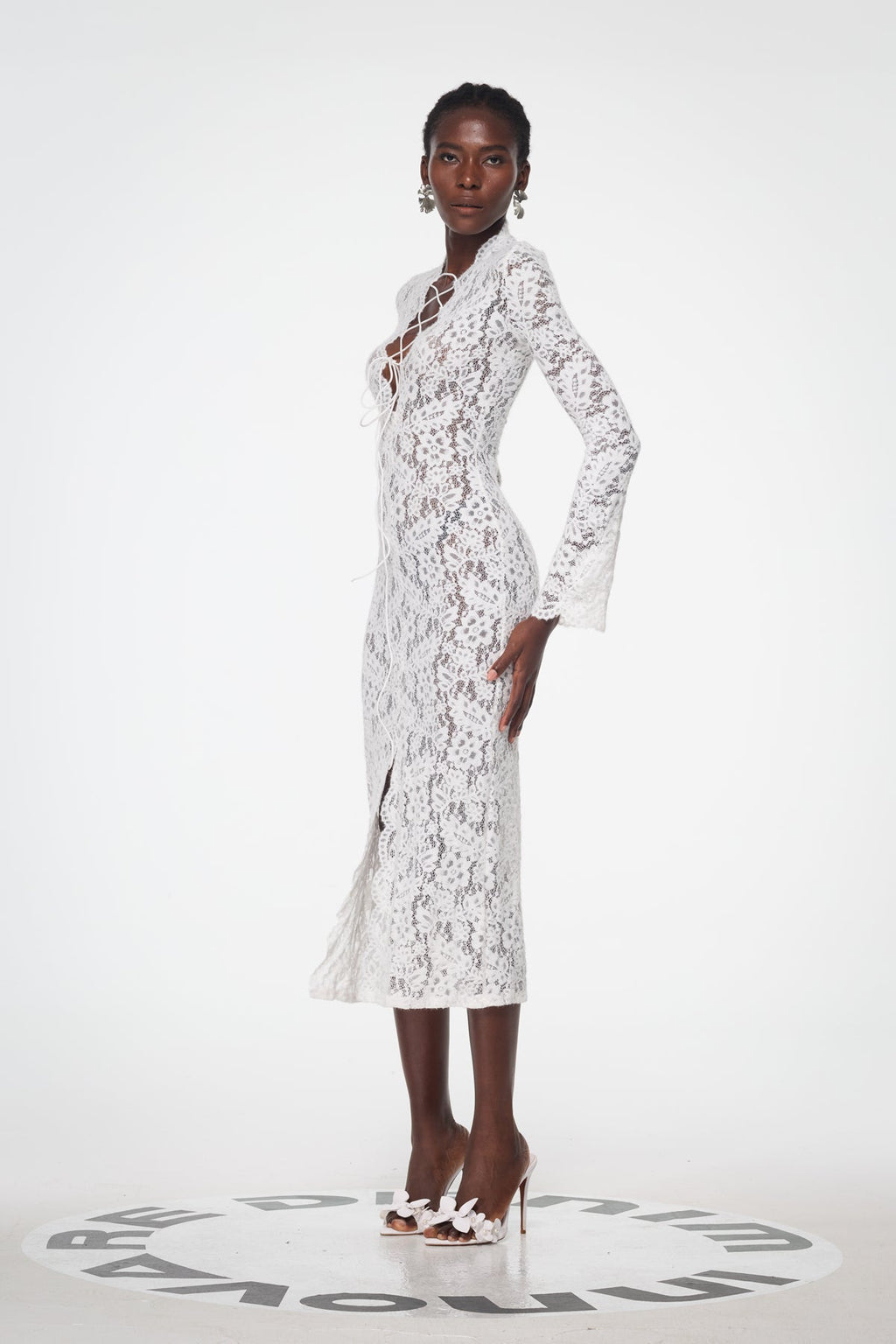 Babirye Plunge Lace Split Maxi Dress