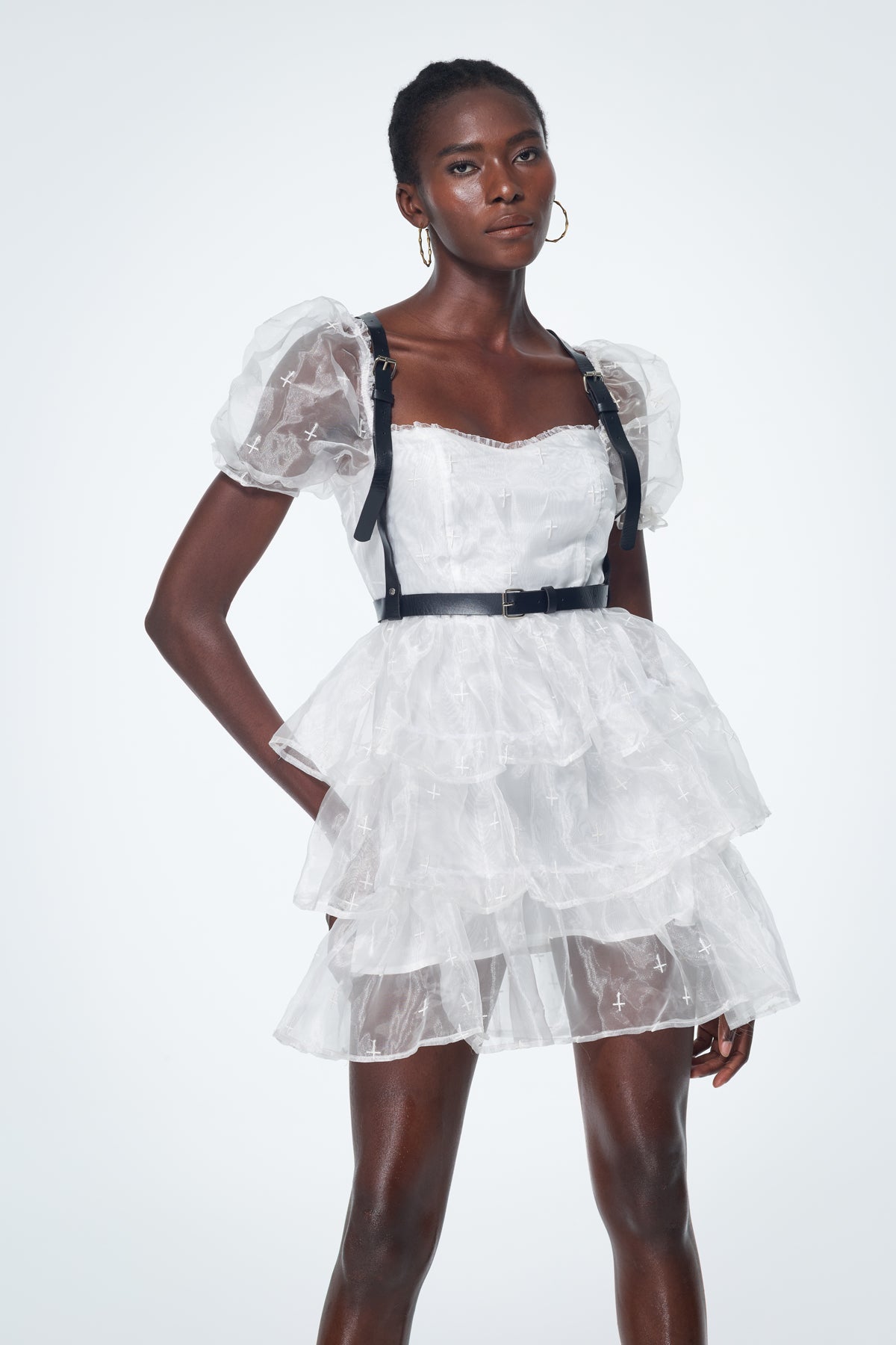 Babis Mesh Ruffle Mini Dress