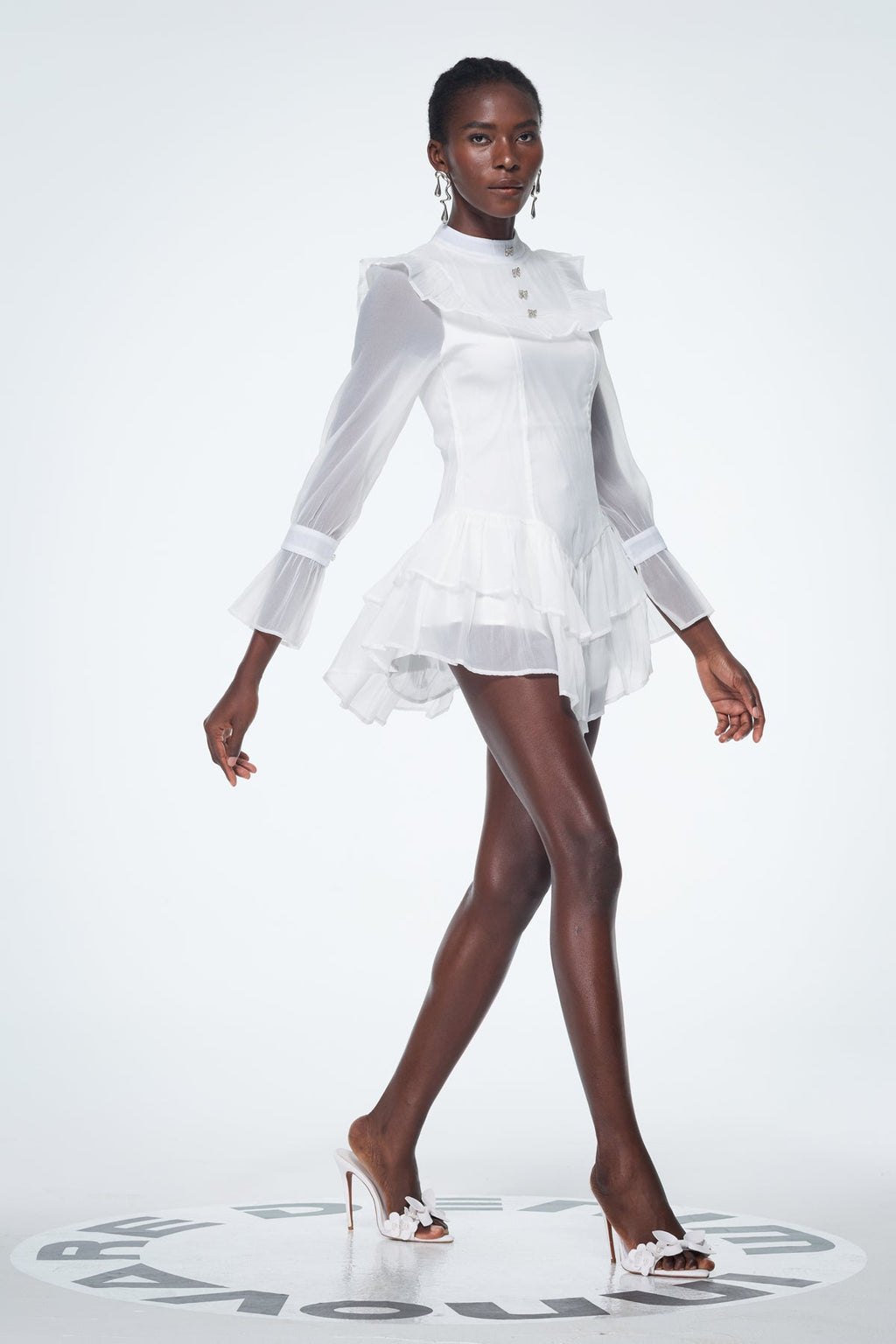 Badr Balloon Sleeve Mesh Mini Dress