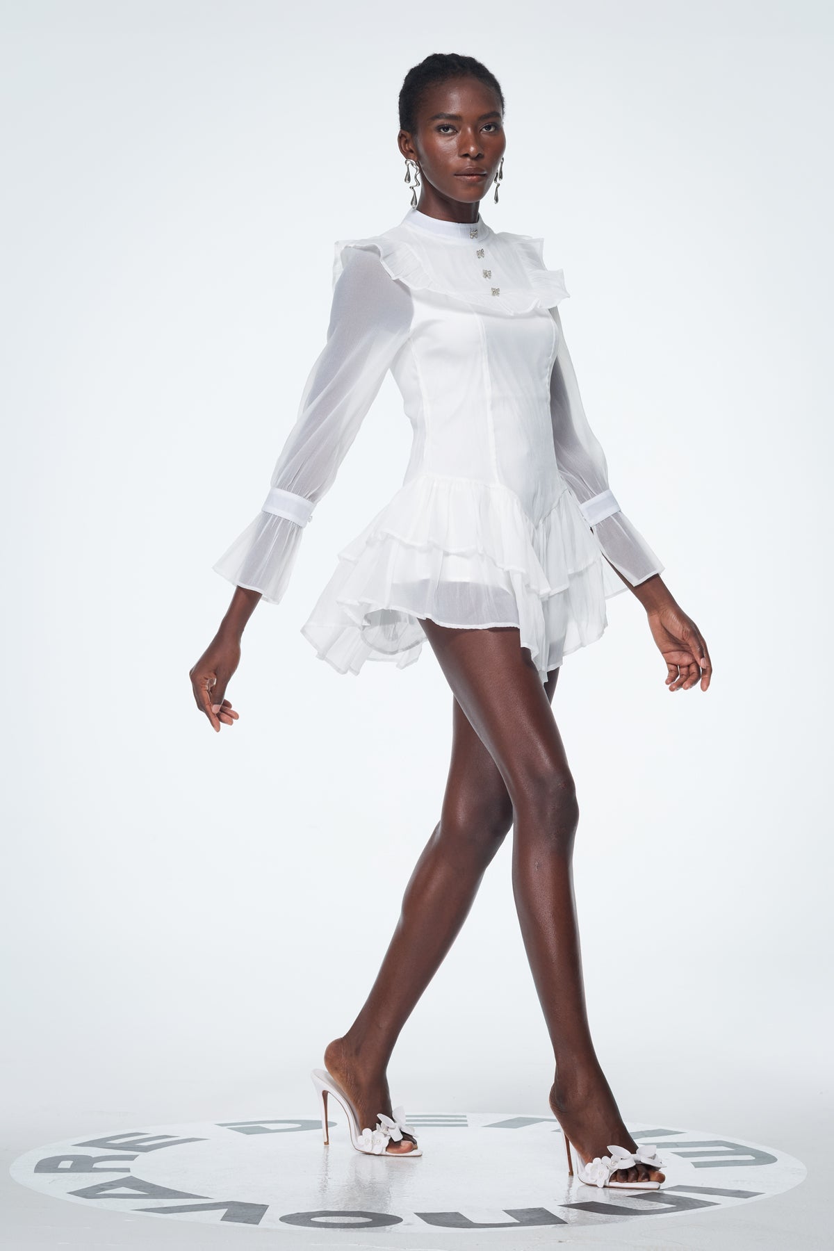 Badr Balloon Sleeve Mesh Mini Dress