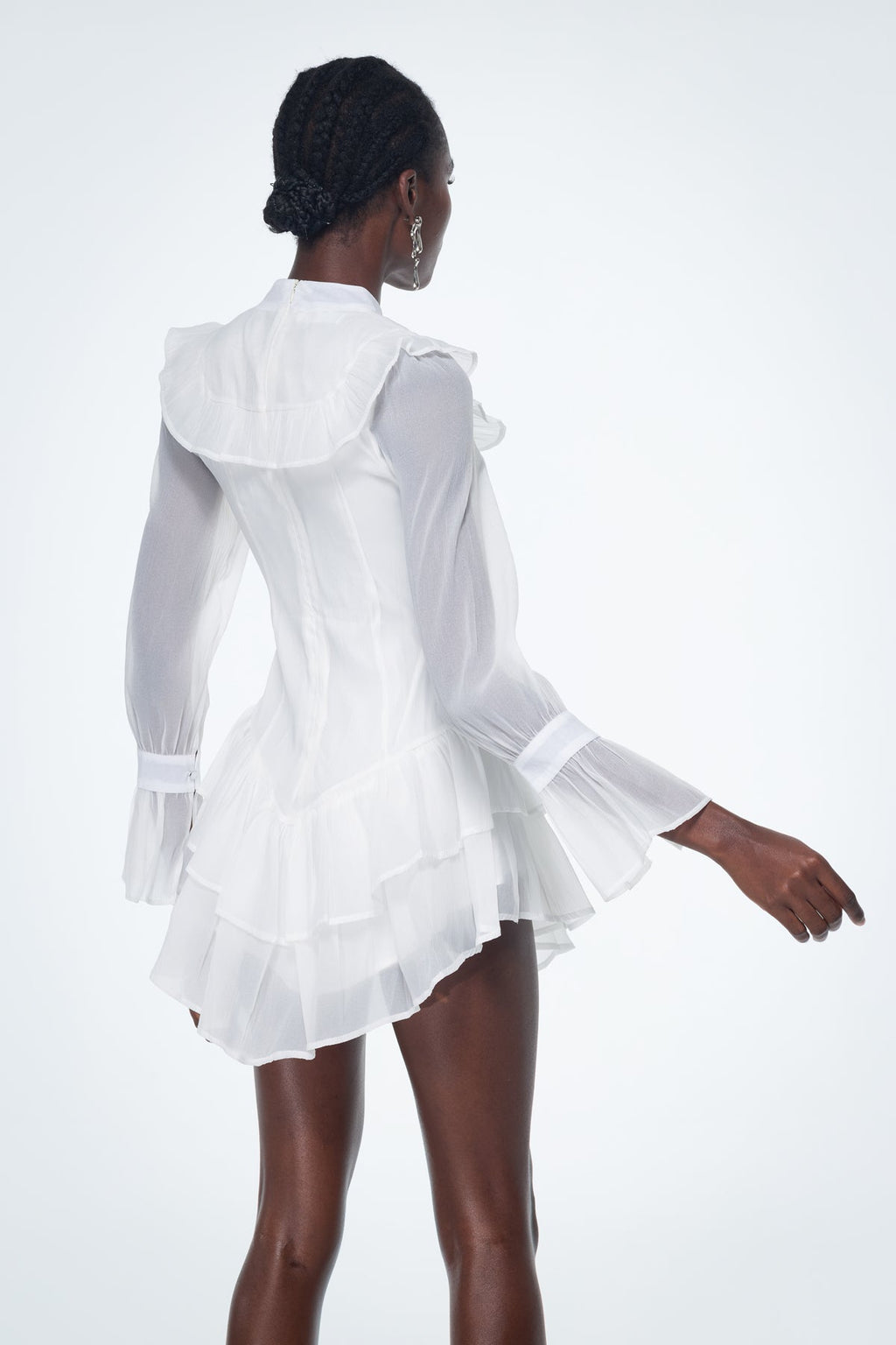 Badr Balloon Sleeve Mesh Mini Dress