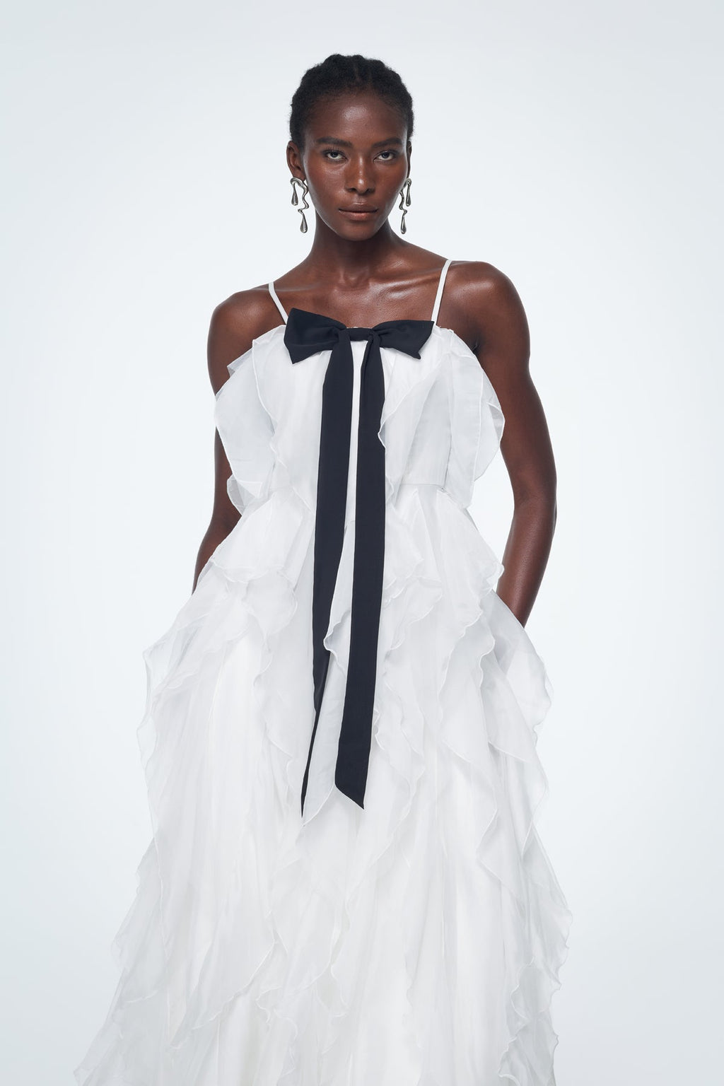 Badri Bow Ruffle Maxi Dress