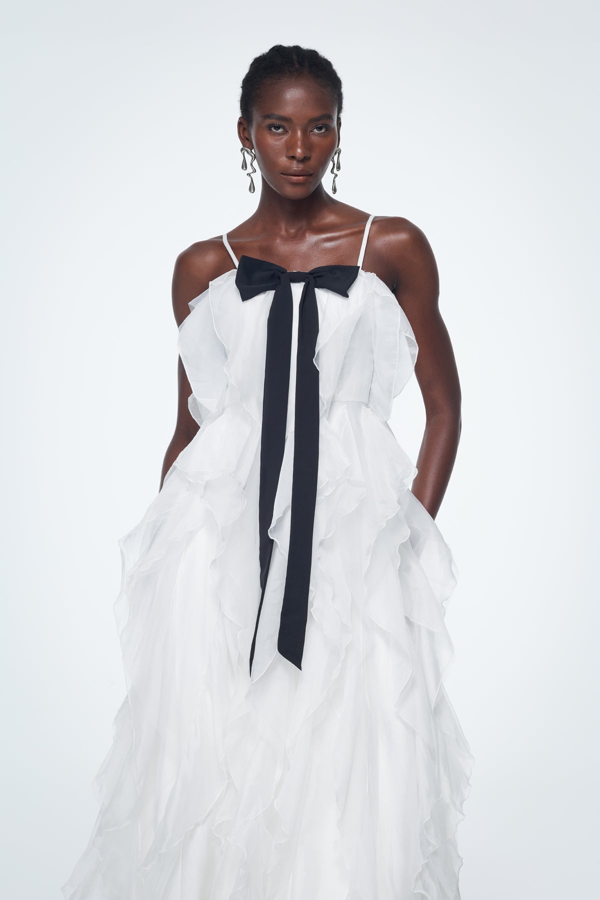 Badri Bow Ruffle Maxi Dress