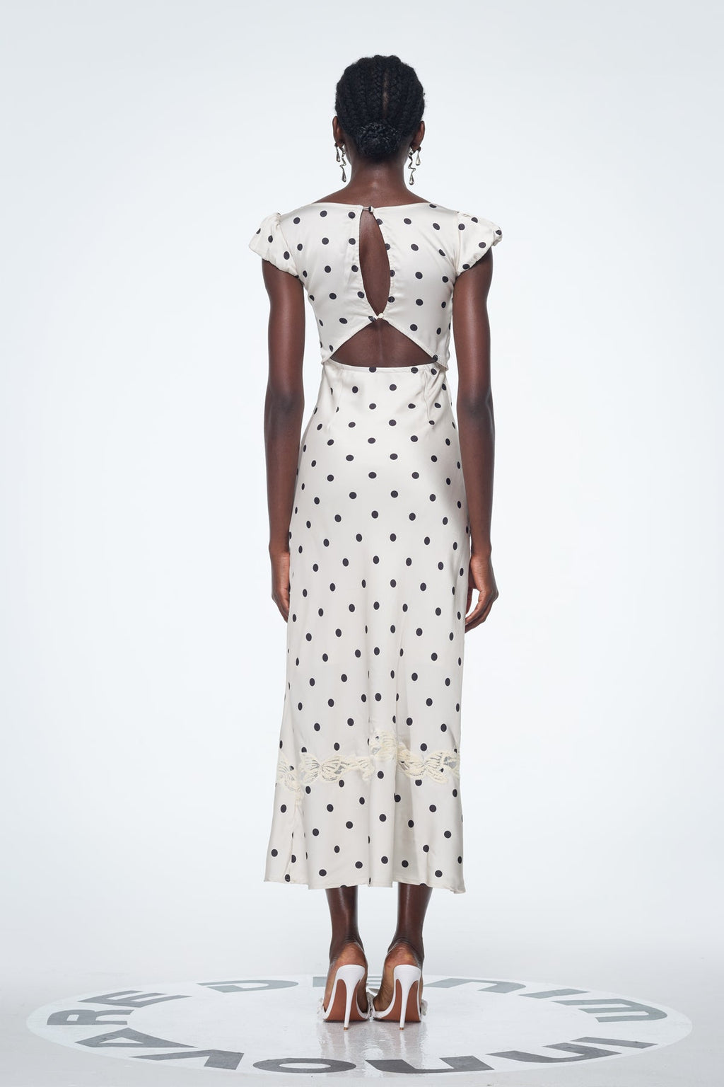 Badriyah Dot Satin Lace Maxi Dress