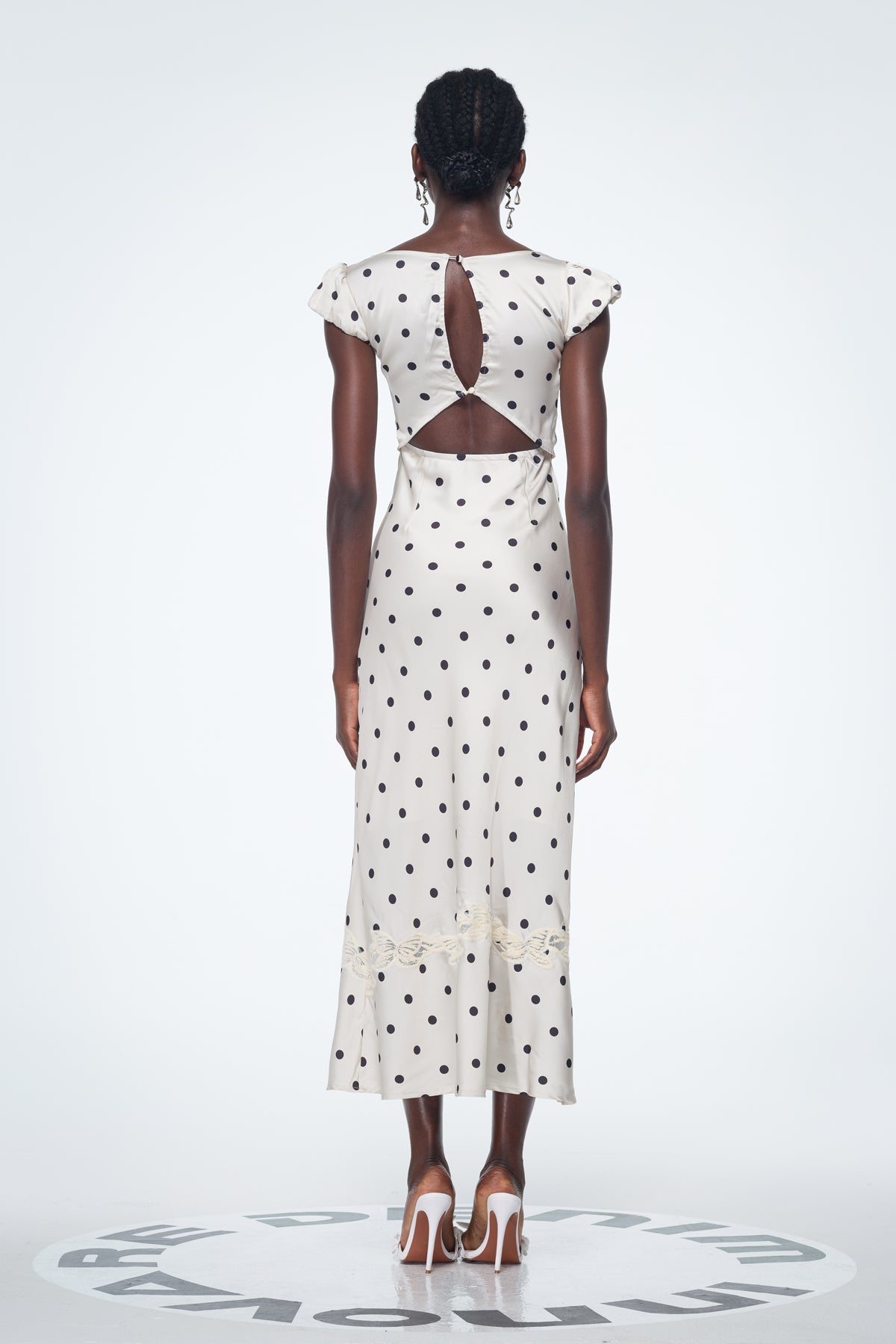 Badriyah Dot Satin Lace Maxi Dress