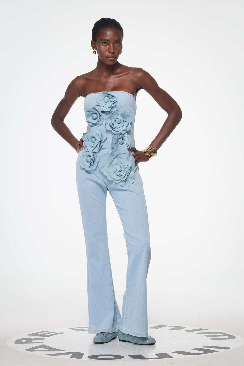Badulf Strapless Flower Bleached Jumpsuit