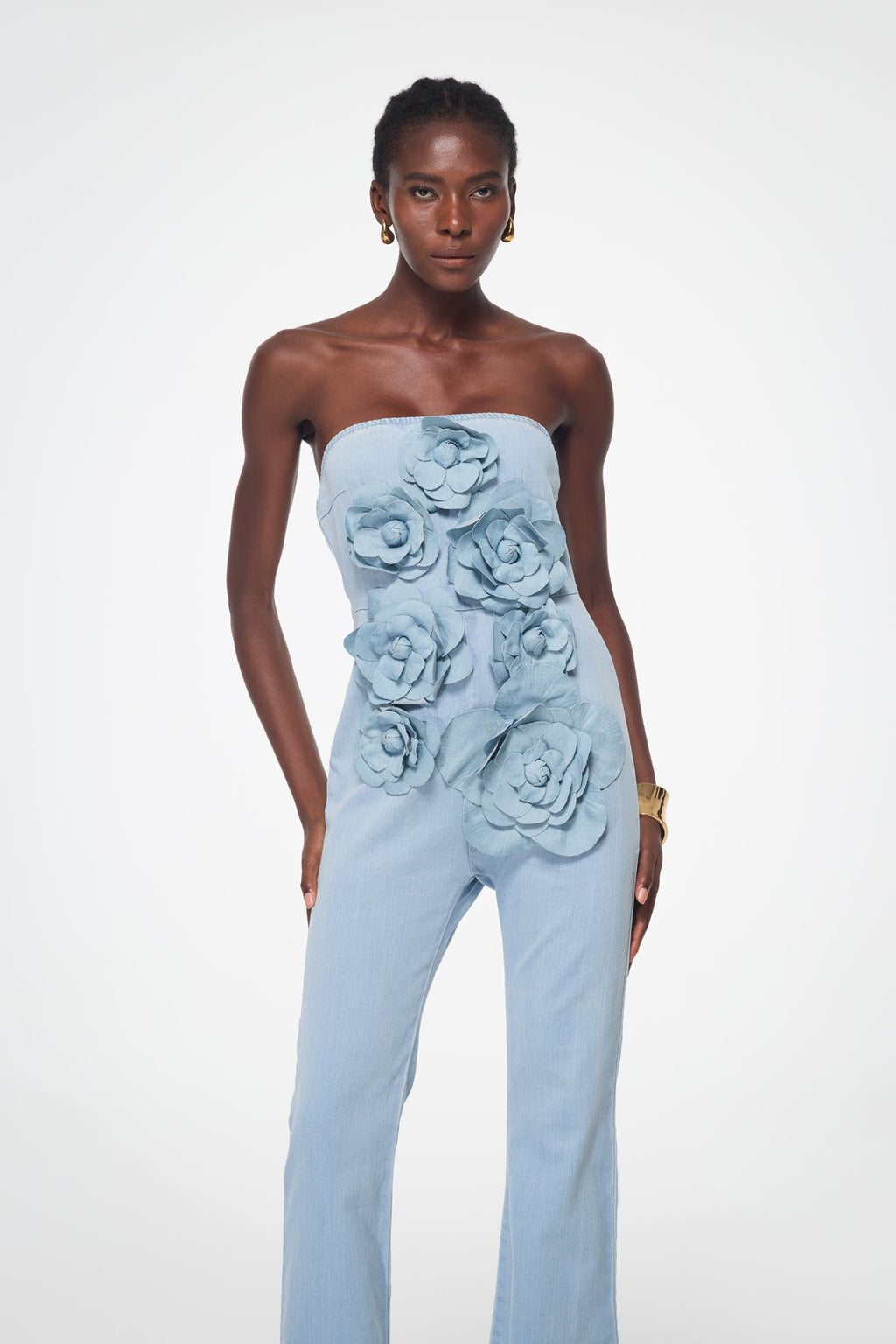 Badulf Strapless Flower Bleached Jumpsuit