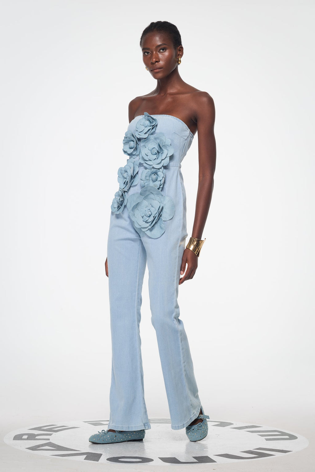 Badulf Strapless Flower Bleached Jumpsuit