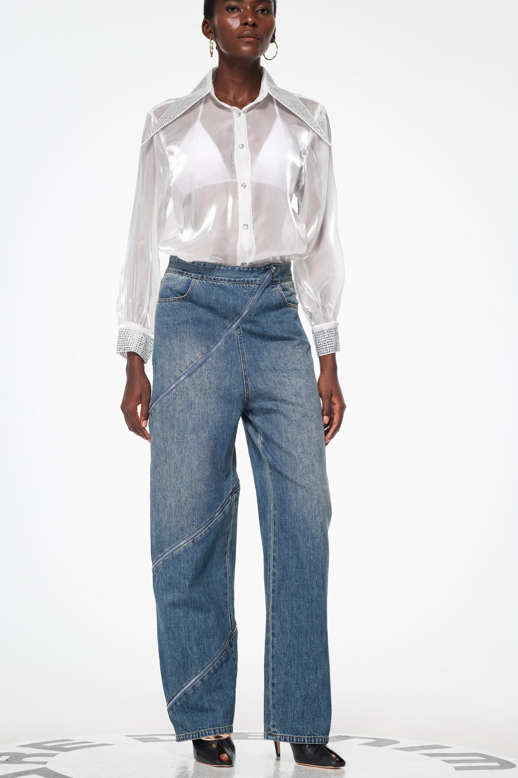 Baer Zipper Asymmetric Deconstruct Jeans