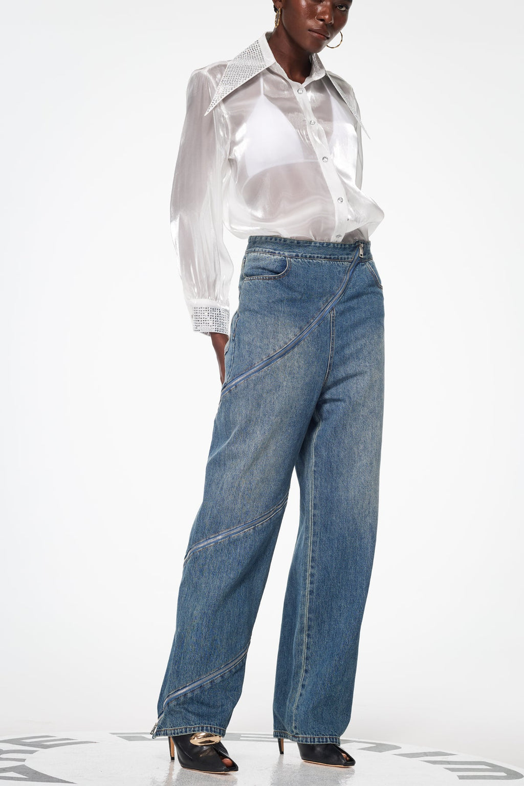 Baer Zipper Asymmetric Deconstruct Jeans
