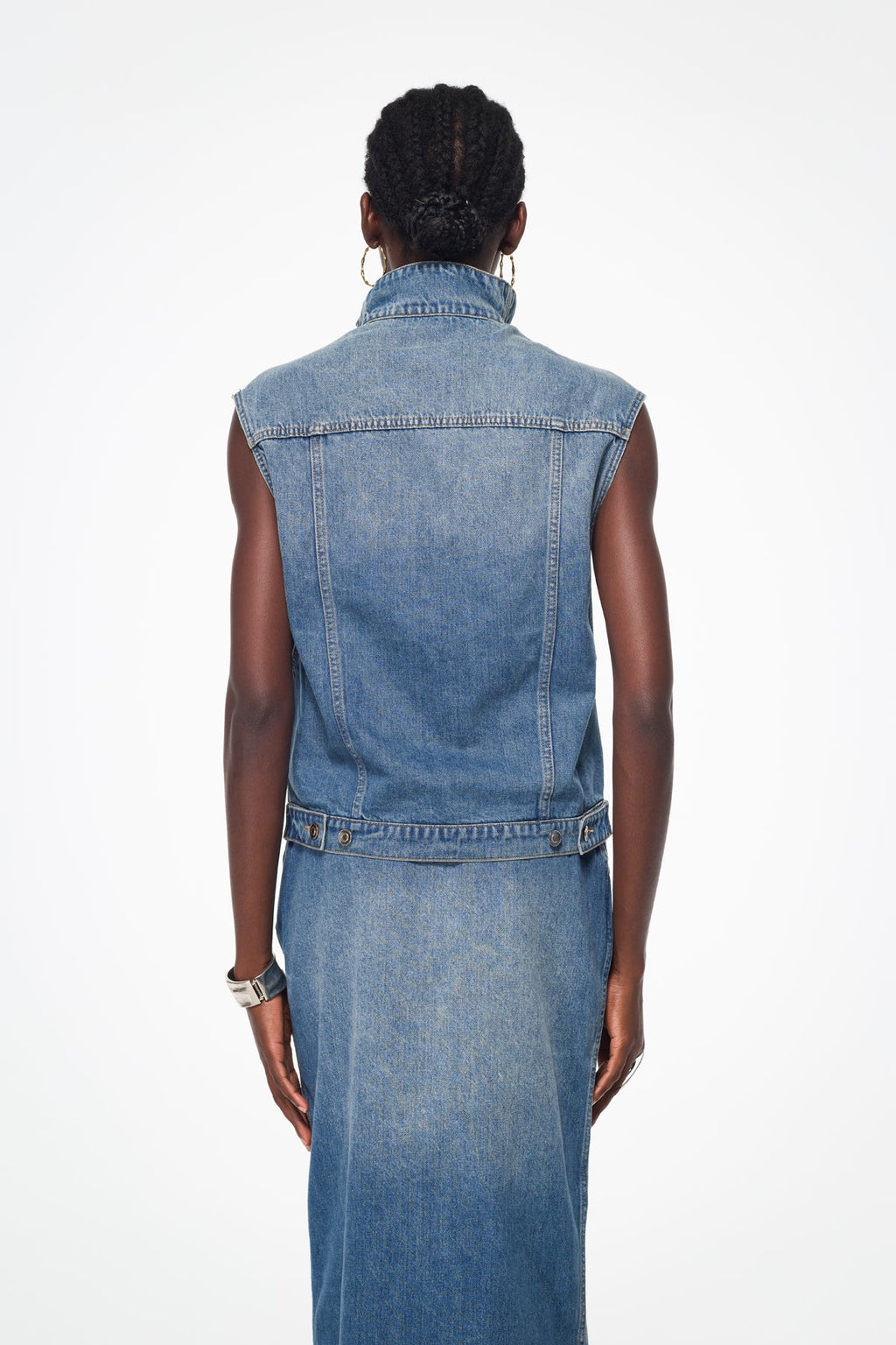 Baggi Stand Collar Denim Vest
