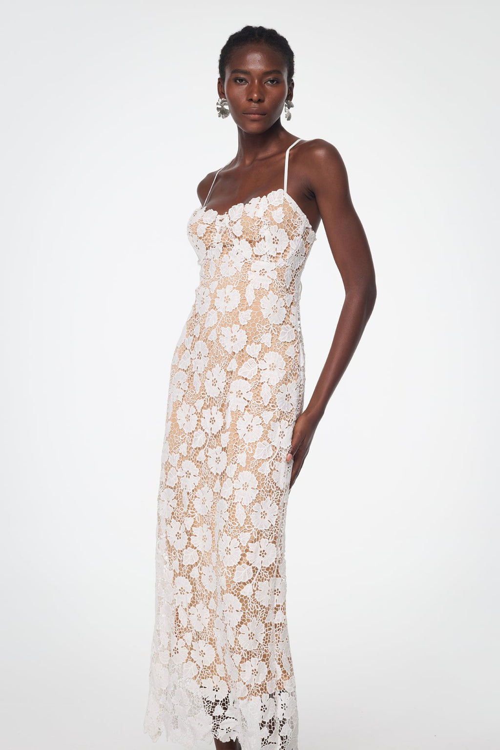 Bagrat Lace Spaghetti Lace Up Maxi Dress